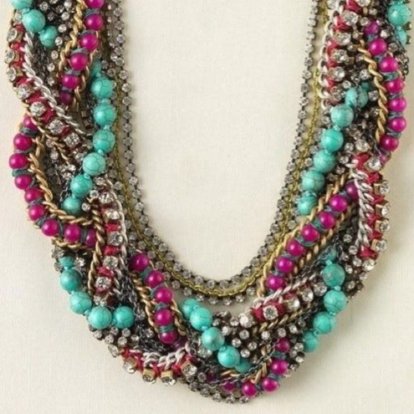 Stella & Dot | Vivid Bamboleo Rhinestone+Handwoven Cupchain Statement Ne… - Picture 15 of 16